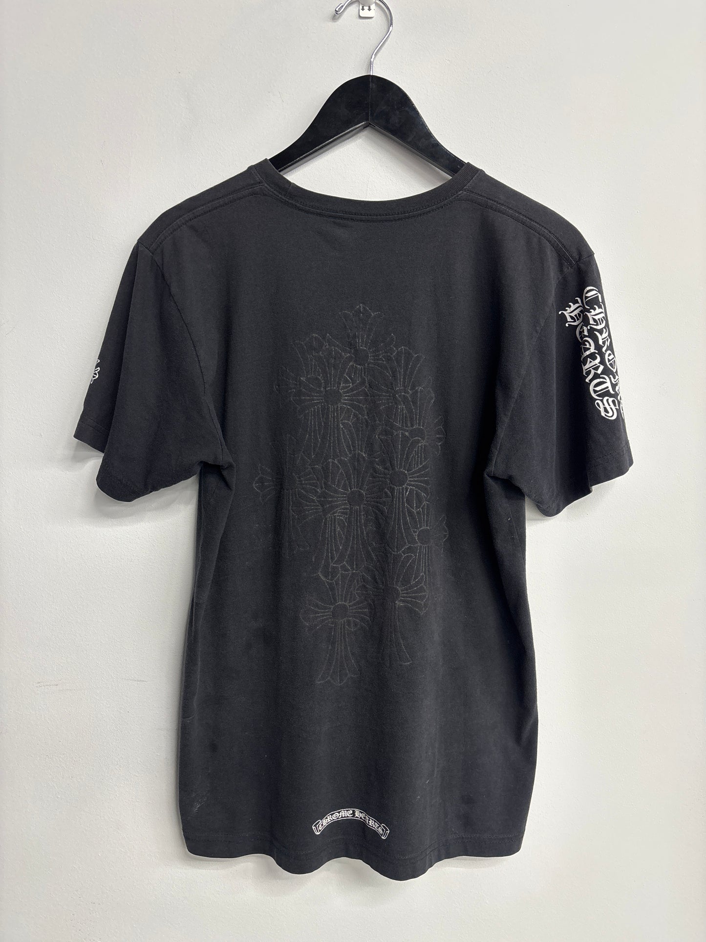 Chrome Hearts "Black Monogram Cross on back w/t front pocket" Tee