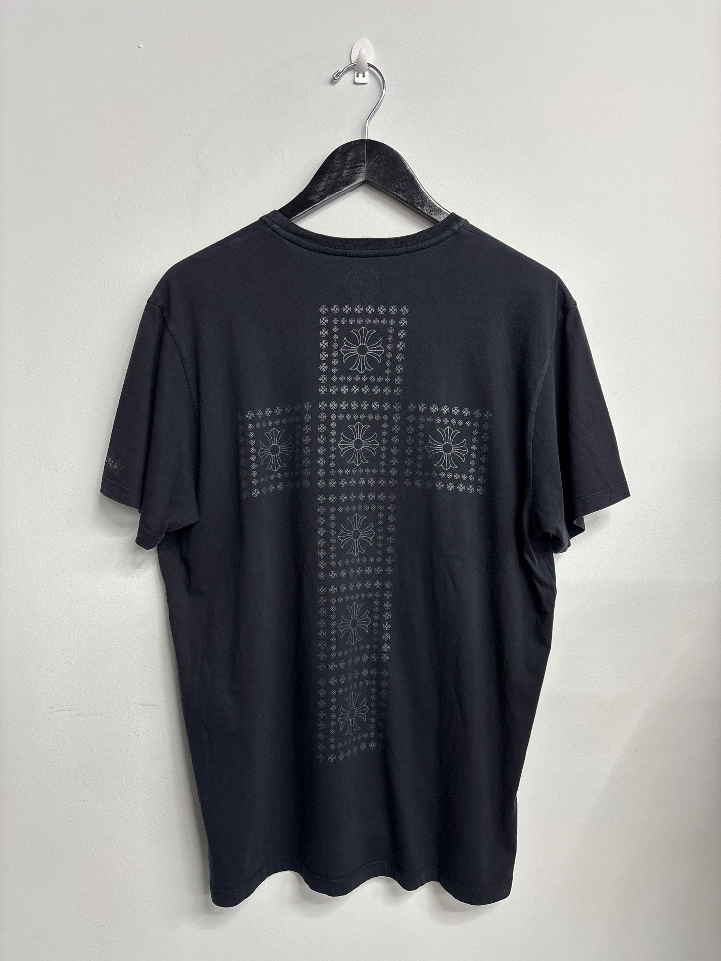 Chrome Hearts "Black/Grey Plus Logos Creating Cross" Tee w/t Vintage Tags