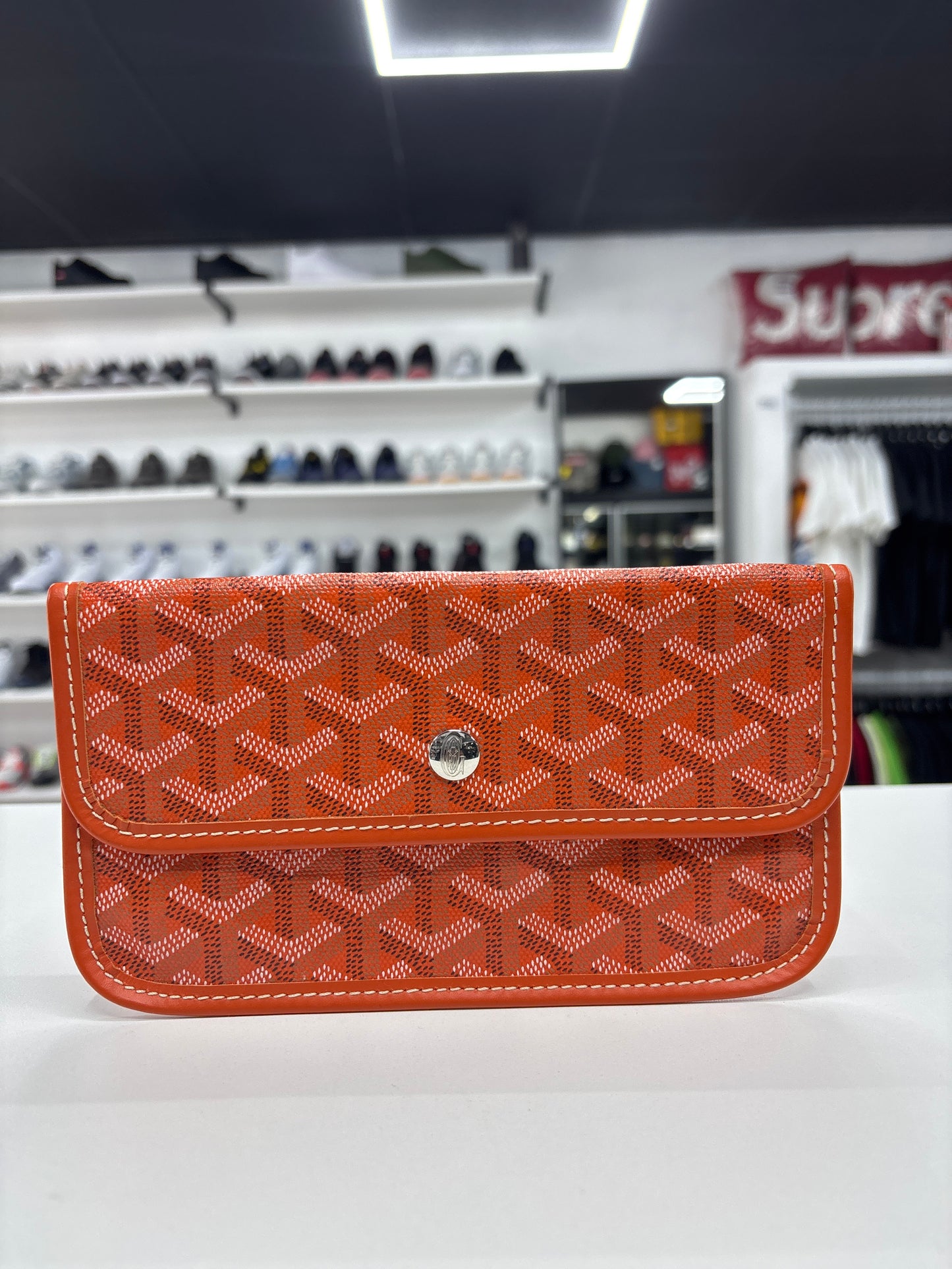 Goyard Leather Printed Pouch "Orange"