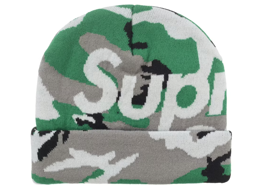 Supreme Camo Big Logo Beanie "Green Camo"