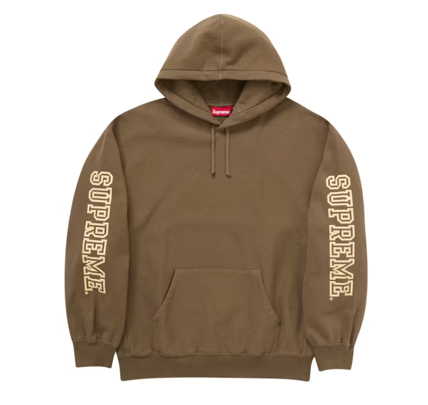 Supreme Collegiate Sleeve Hoodie Sweatshirt "Brown/Cream"