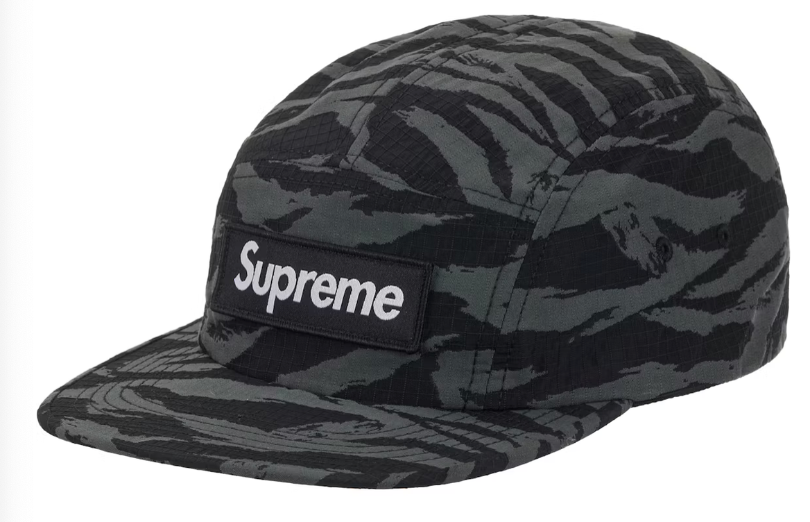 Supreme Nylon Tiger Camo Camp Cap SS26 "Black"