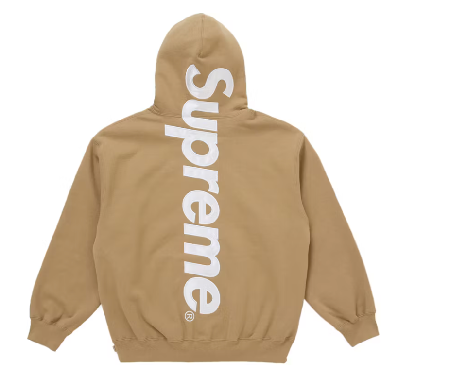 Supreme Satin Applique Hooded Sweatshirt "Light Tan"