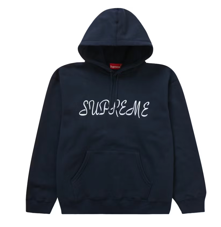 Supreme Script Hooded Sweatshirt "Navy"