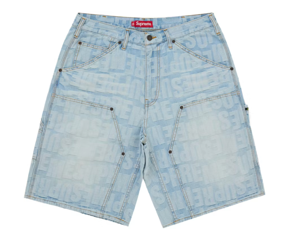 Supreme Repeat Jacquard Double Knee Denim Short "Light Washed Indigo"