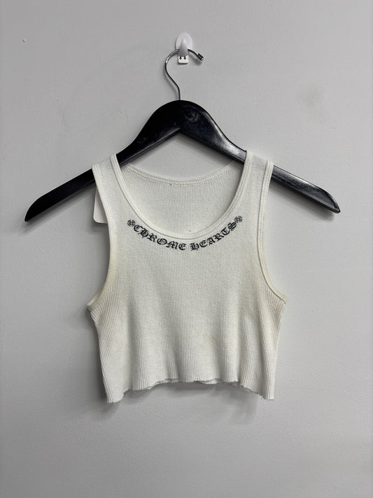 Chrome Hearts White/Black Neck Logo Cut Crop Top Custom Tank