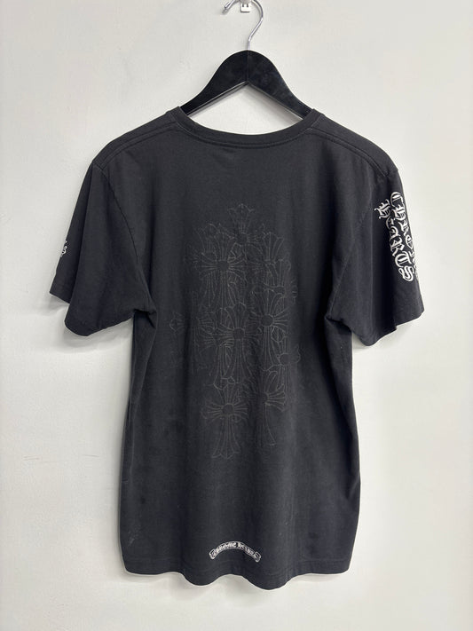 Chrome Hearts "Black Monogram Cross on back w/t front pocket" Tee