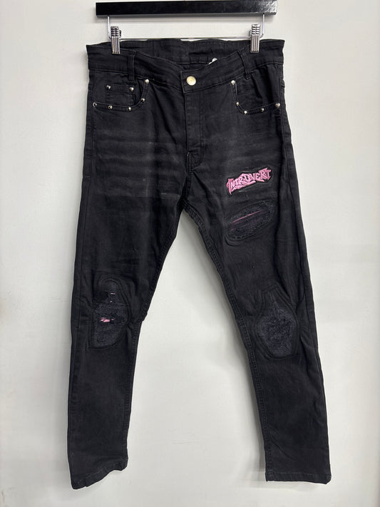 Introvert DIY Distressed Jeans (Black/Pink)