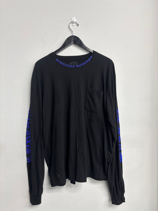 Chrome Hearts 1988 Neck Logo L/S Tee "Black/Blue"-Preowned