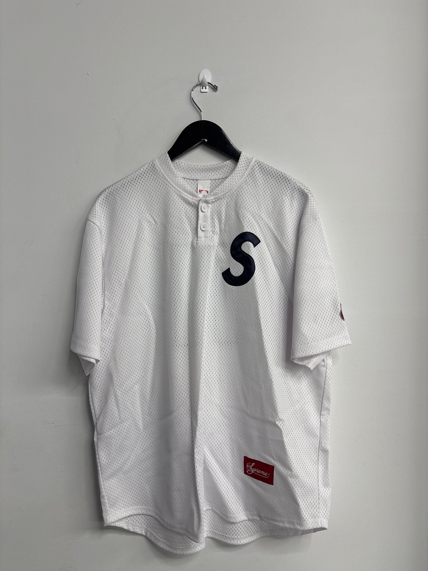 Supreme S Logo Baseball Henley SS25 Tee "White"-Preowned