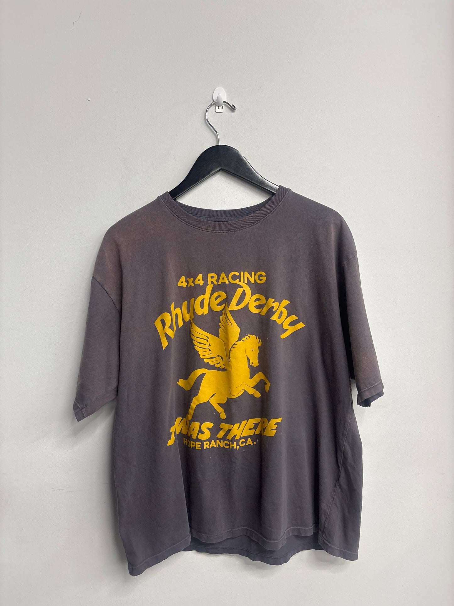 Rhude Derby Logo Print Tee "Grey"-Preowned