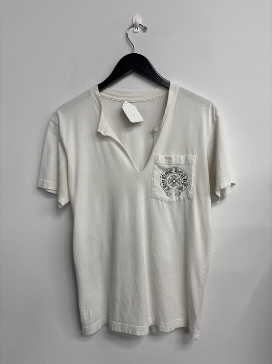 Chrome Hearts White VNeck Cut Custom Women's Tee