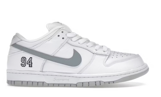 Nike SB Dunk Low "Supreme 94 White Metallic Silver" 2025