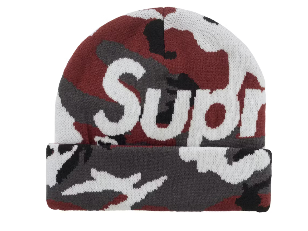 Supreme Camo Big Logo Beanie "Red Camo"
