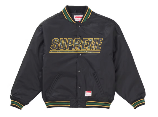 Supreme Mitchell & Ness Camo Logo Varsity Jacket "Black"