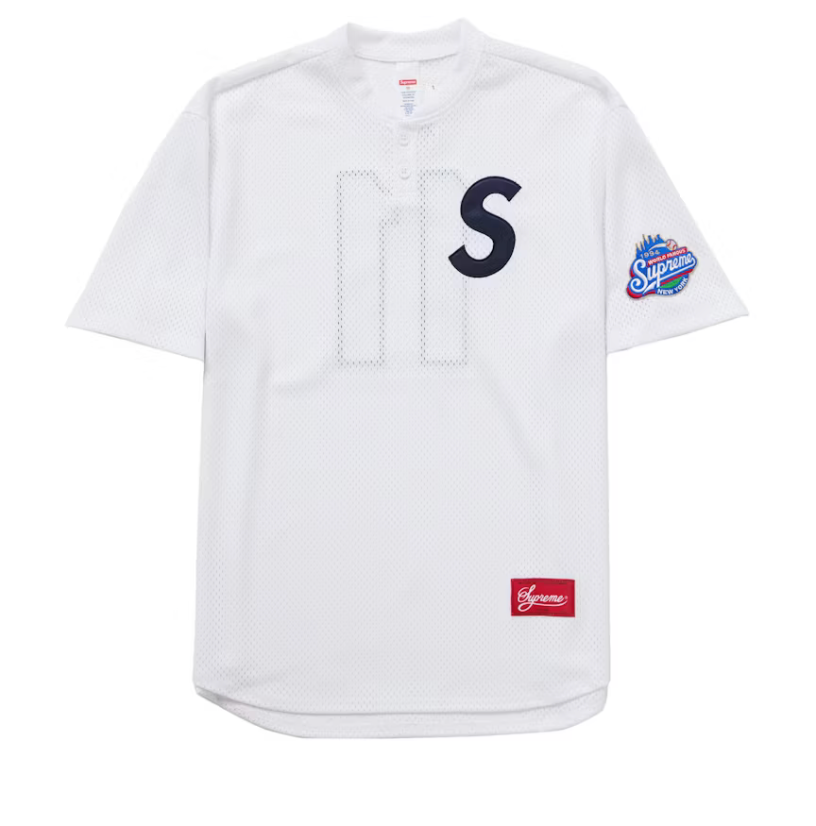 Supreme S Logo Baseball Henley SS25 Tee "White"