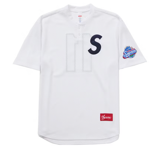 Supreme S Logo Baseball Henley SS25 Tee "White"