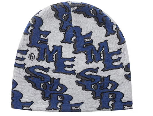 Supreme Slanted Gothic Outline Beanie "White/Blue"