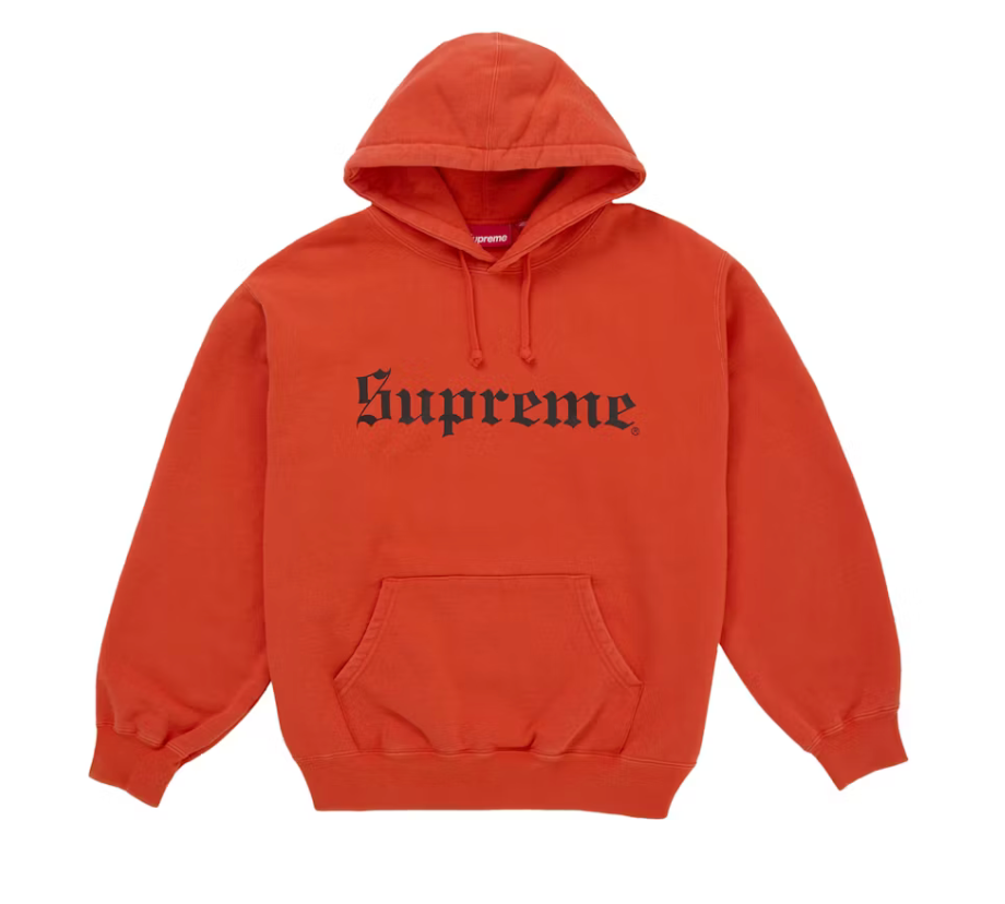 Supreme Washed Old English Hooded Sweatshirt "Orange"