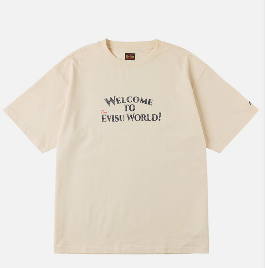 Evisu Cowboy Boots and Hat Stamp Tee "Cream"