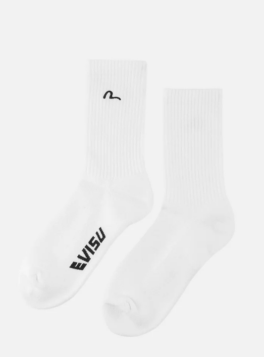 Evisu Seagull Embroidery Long Socks "White"