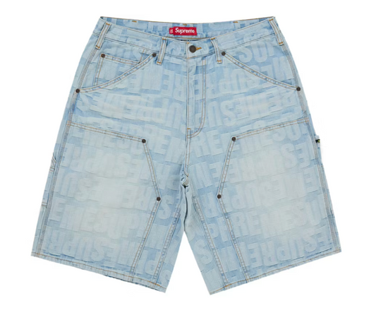 Supreme Repeat Jacquard Double Knee Denim Short "Light Washed Indigo"