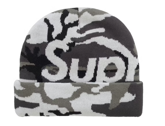 Supreme Big Logo Beanie "Snow Camo"